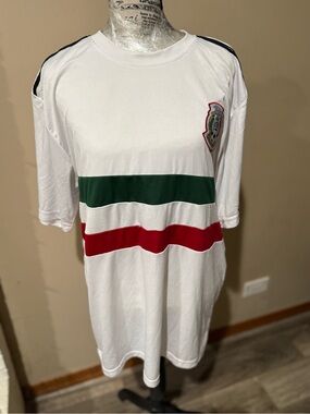 White Mexico Cup Jersey with Green and Red Chest Stripes